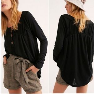 Free People Sz Sm Henley Black
